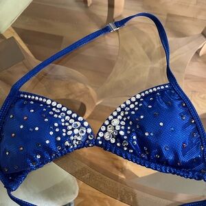Blue Rhinestone Bikini Top